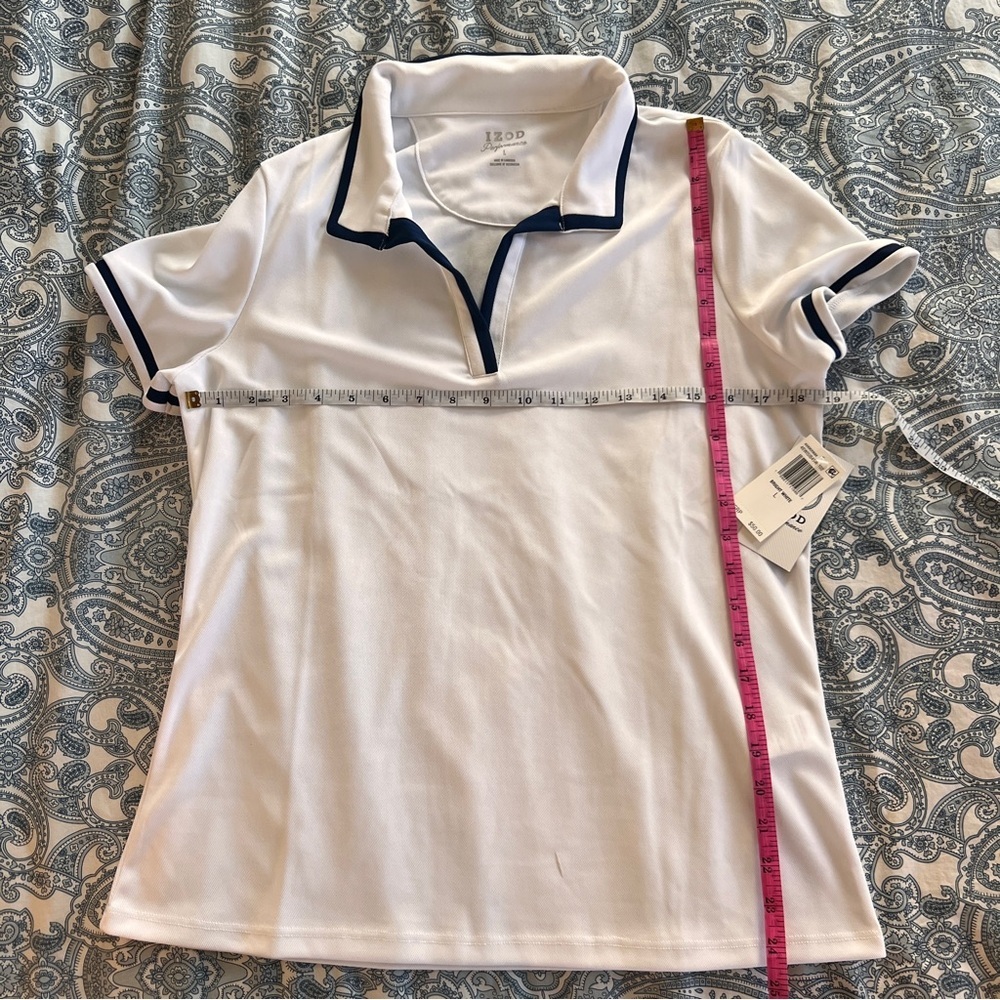 NWT Izod Womens Polo Shirt Performance Stretch Short Sleeve Top SZ L - Picture 4 of 7